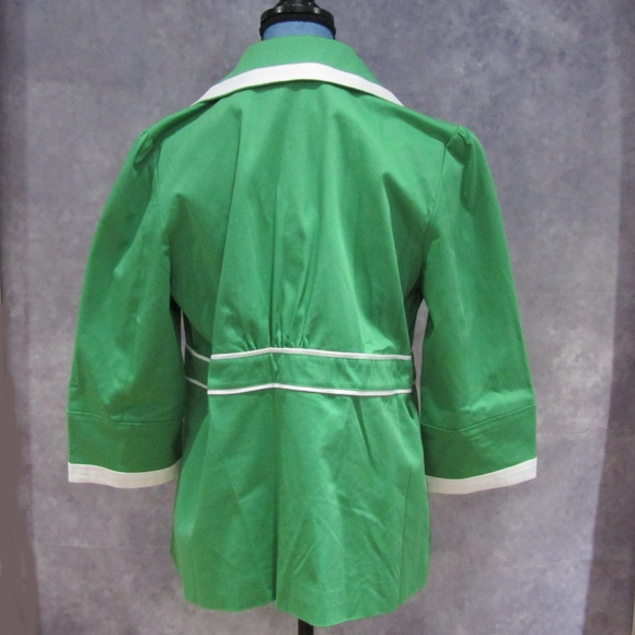 NWOT Dialogue Green & White Coat Sz L - Too Cute! - Picture 3 of 5